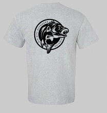 Load image into Gallery viewer, Short sleeve Unisex T-Shirt Grey back logo (Fish)